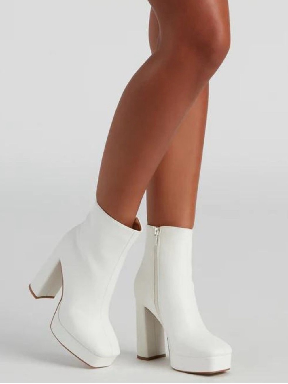 Platform white booties - 10